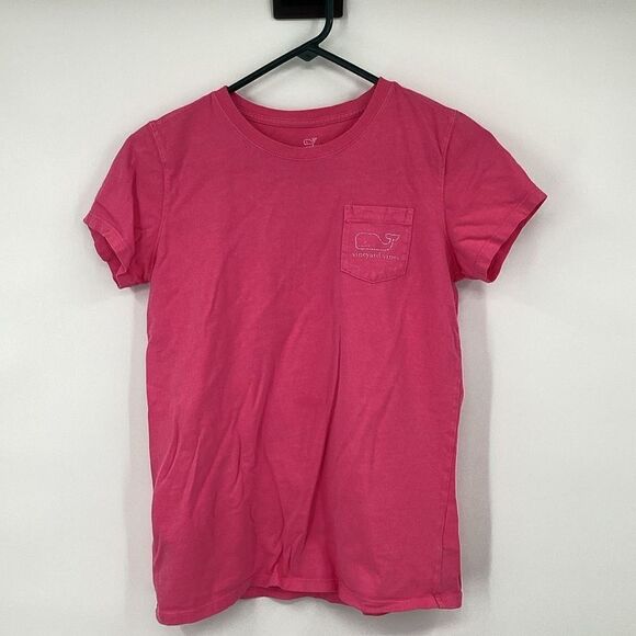 Girls Vineyard Vines Short Sleeved Cotton Pocket Tee large Pink‎ - Picture 1 of 4